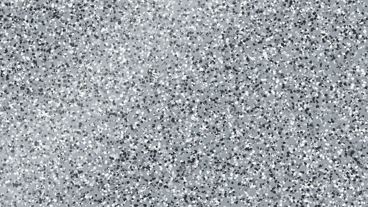 Sample of a classic gray flake floor coating with a clear gloss topcoat